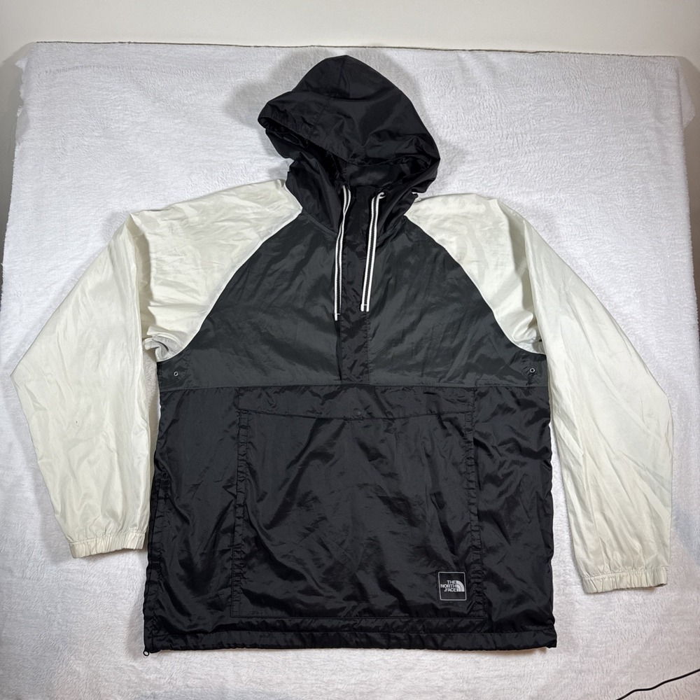 The North Face XL Black White‎ Lightweight Windbreaker Half Zip Jacket Hoodie